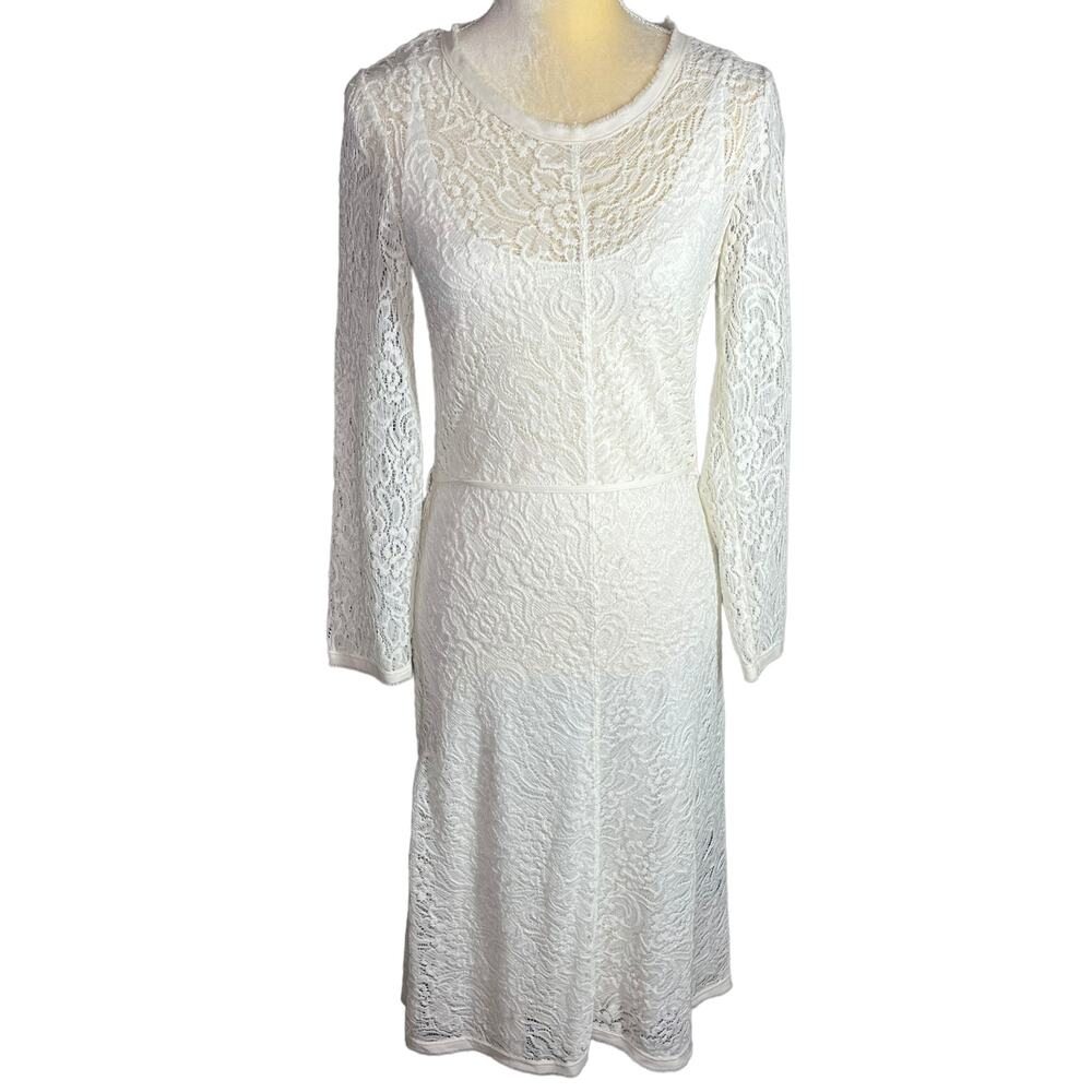 Raquel Allegra Ivory Lace Dress Size Medium 2 Cottage Core C4-21